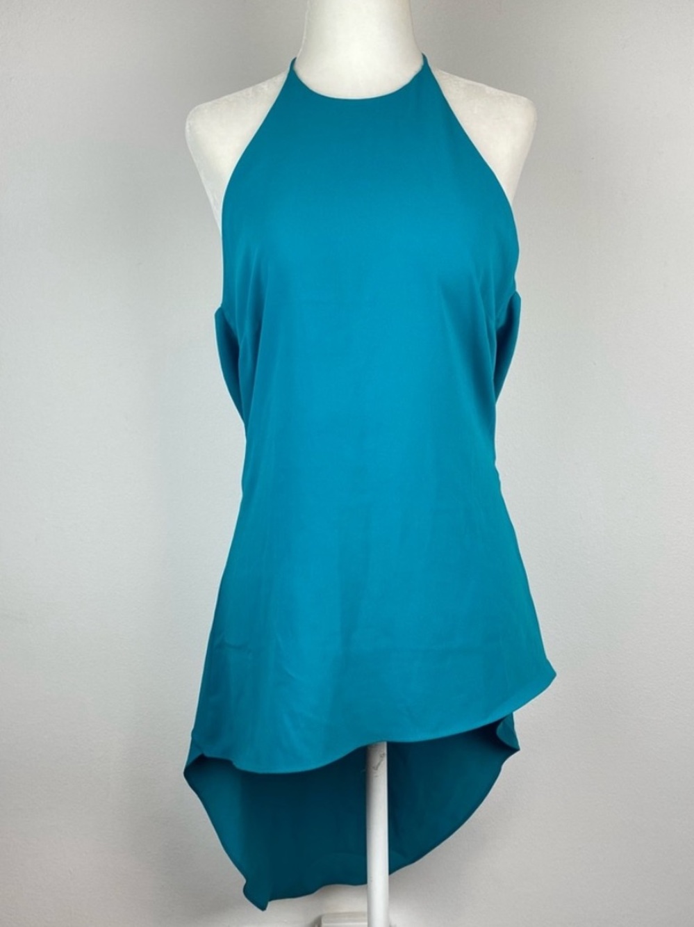 ASTR Asymmetrical Open Back High Low Halter Tank Top Teal Size Large NWOT